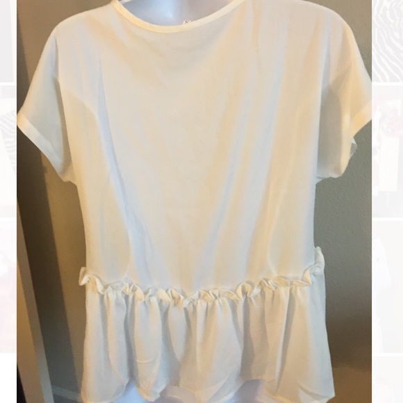 NWOT Floral white peplum top - Picture 3 of 8